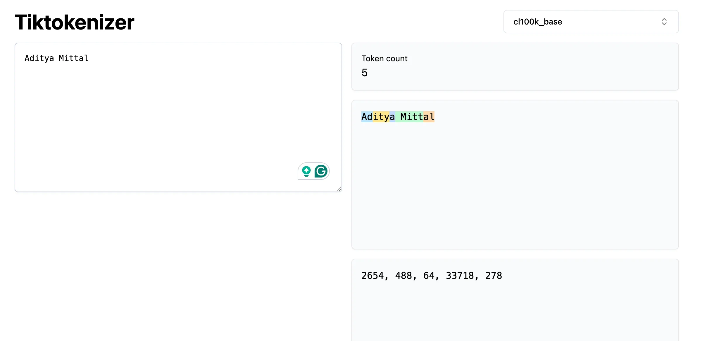 Tokenization Example