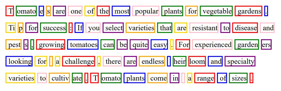 Tokenized Text Example Image